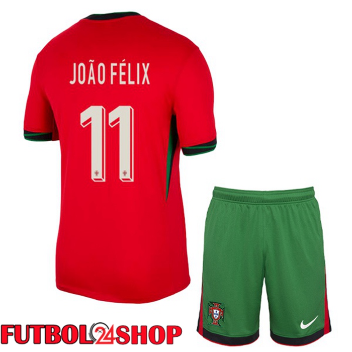 Camiseta Futbol Portugal (JOÃO FÉLIX 11) Ninos Primera Rojo 2024/2025