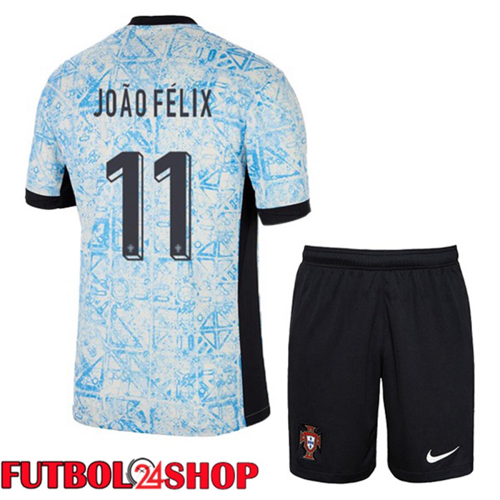Camiseta Futbol Portugal (JOÃO FÉLIX 11) Ninos Segunda Azul Blanco 2024/2025