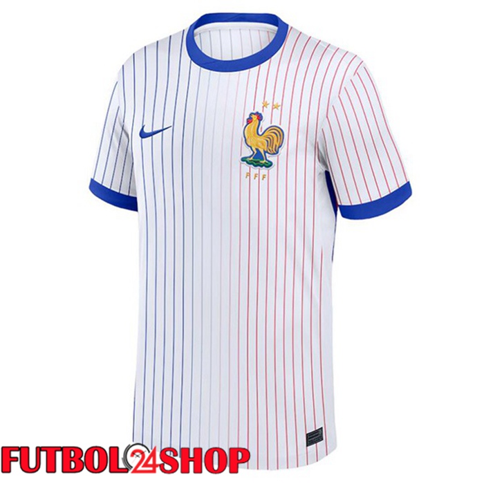 Camiseta Nacional Francia Segunda Azul Blanco UEFA Euro 2024