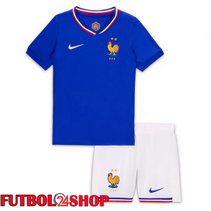 Camiseta Nacional Francia Ninos Primera Azul UEFA Euro 2024
