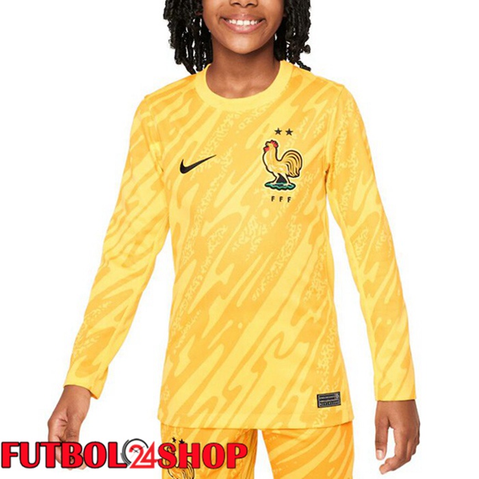 Camiseta Nacional Francia Ninos Portero Manga Larga Amarillo UEFA Euro 2024