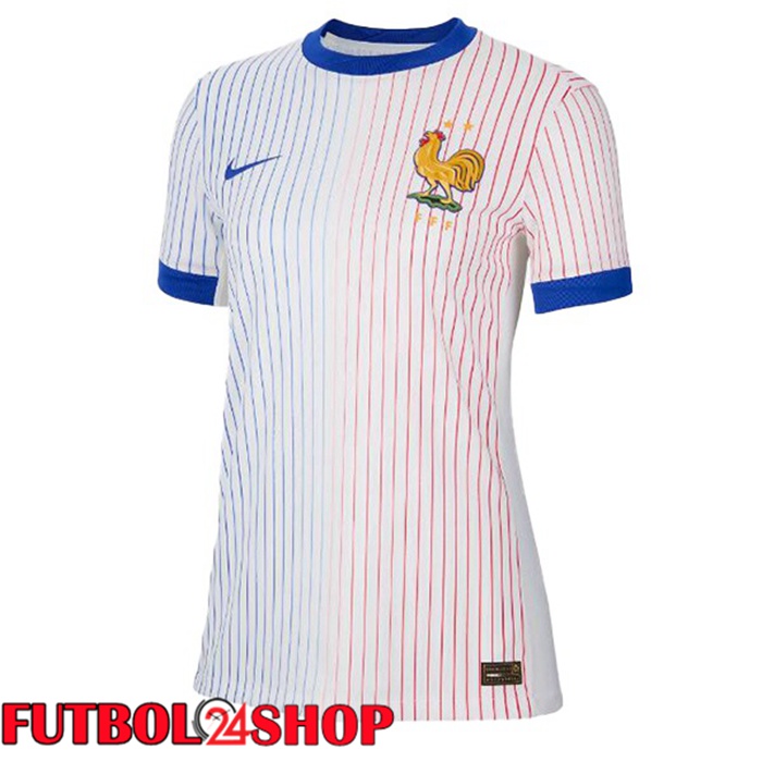 Camiseta Nacional Francia Mujer Segunda Azul Blanco UEFA Euro 2024