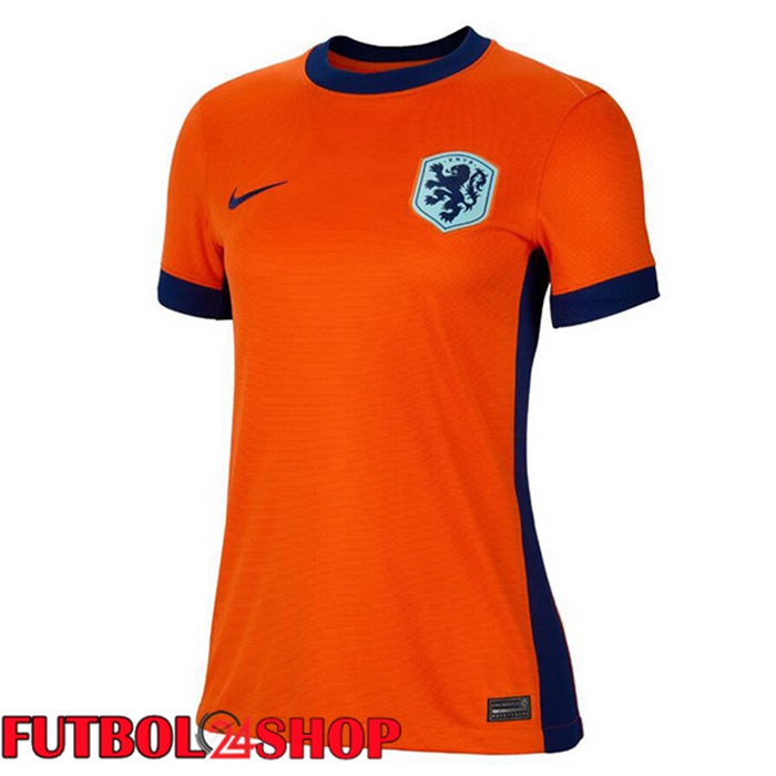 Camiseta Nacional Países Bajos Mujer Primera Naranja UEFA Euro 2024