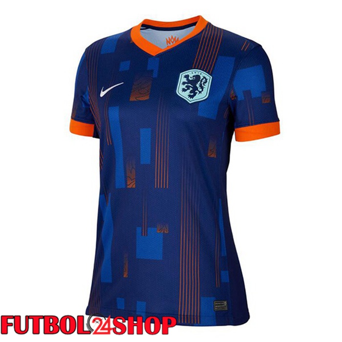 Camiseta Nacional Países Bajos Mujer Segunda Azul Real UEFA Euro 2024