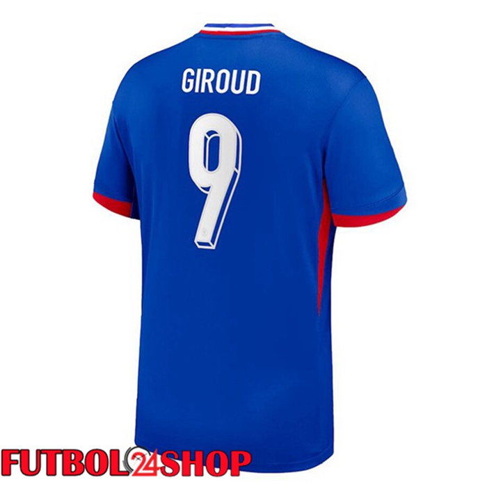 Camiseta Nacional Francia (Giroud 9) Primera Azul UEFA Euro 2024
