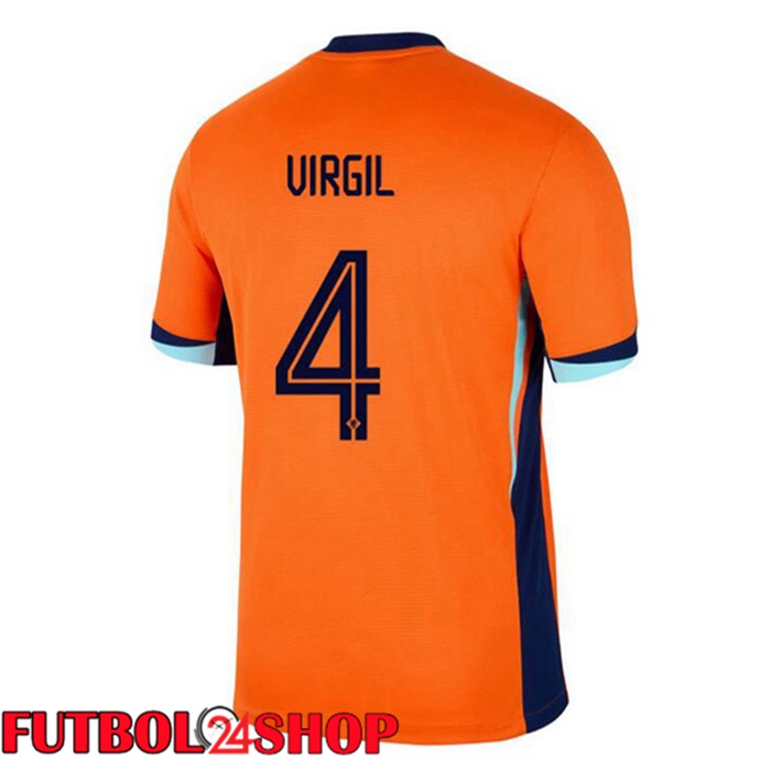 Camiseta Nacional Países Bajos (VIRGIL 4) Primera Naranja UEFA Euro 2024