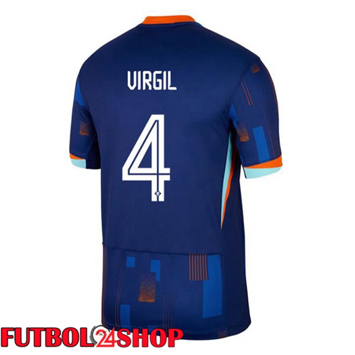 Camiseta Nacional Países Bajos (VIRGIL 4) Segunda Azul Real UEFA Euro 2024