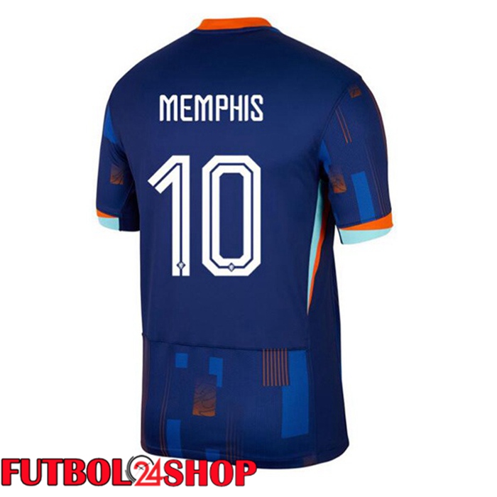Camiseta Nacional Países Bajos (MEMPHIS 10) Segunda Azul Real UEFA Euro 2024