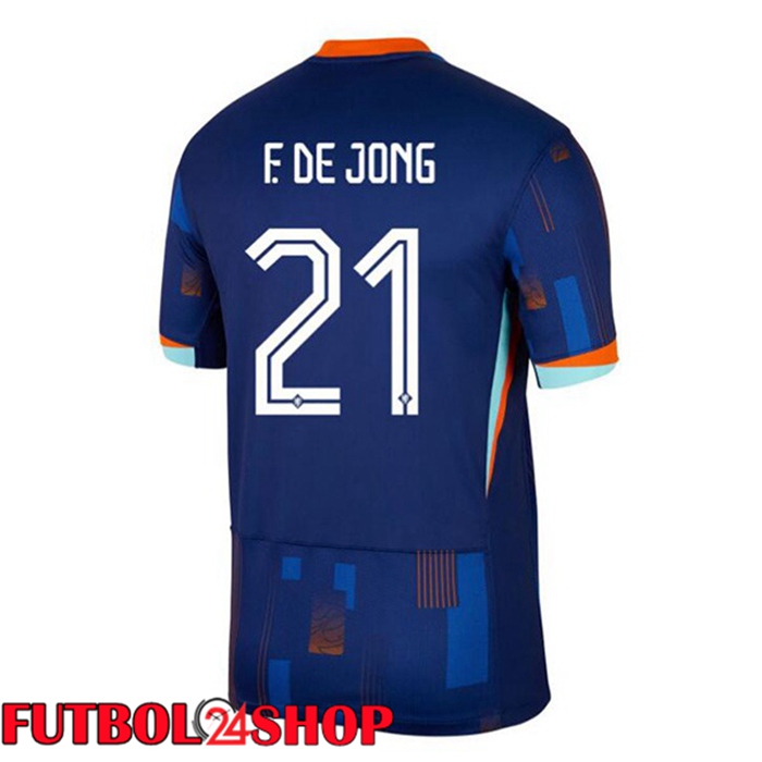 Camiseta Nacional Países Bajos (F. DE JONG 21) Segunda Azul Real UEFA Euro 2024