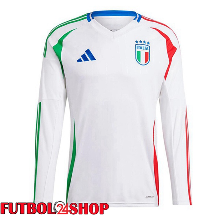 Camisetas De Futbol Italia Segunda Manga Larga Blanco 2024/2025