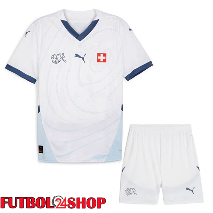 Camisetas De Futbol Suiza Ninos Segunda Blanco 2024/2025