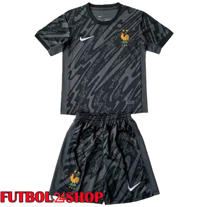 Camisetas De Futbol Francia Ninos Portero Negro UEFA Euro 2024