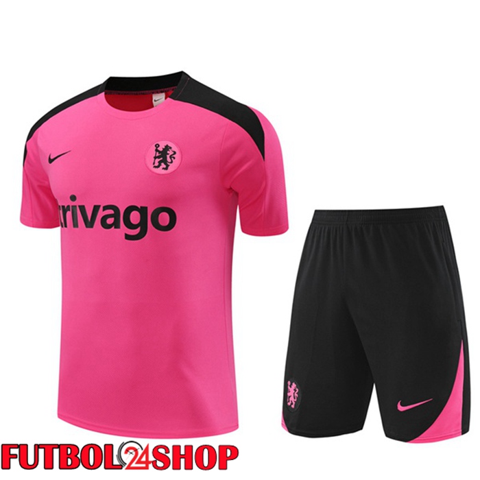 Camiseta Entrenamiento FC Chelsea + Cortos Rosado 2024/2025