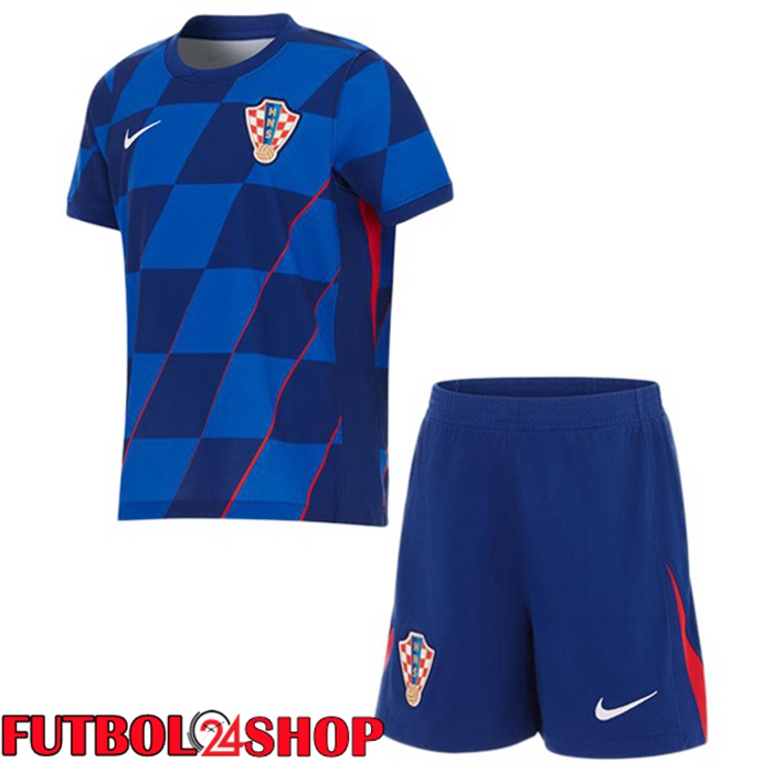 Camisetas De Futbol Croacia Ninos Segunda Azul UEFA Euro 2024