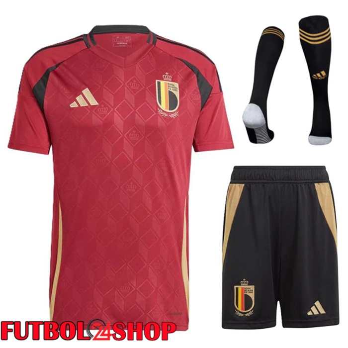 Camiseta Nacional Bélgica Primera (Cortos + Calcetines) UEFA Euro 2024