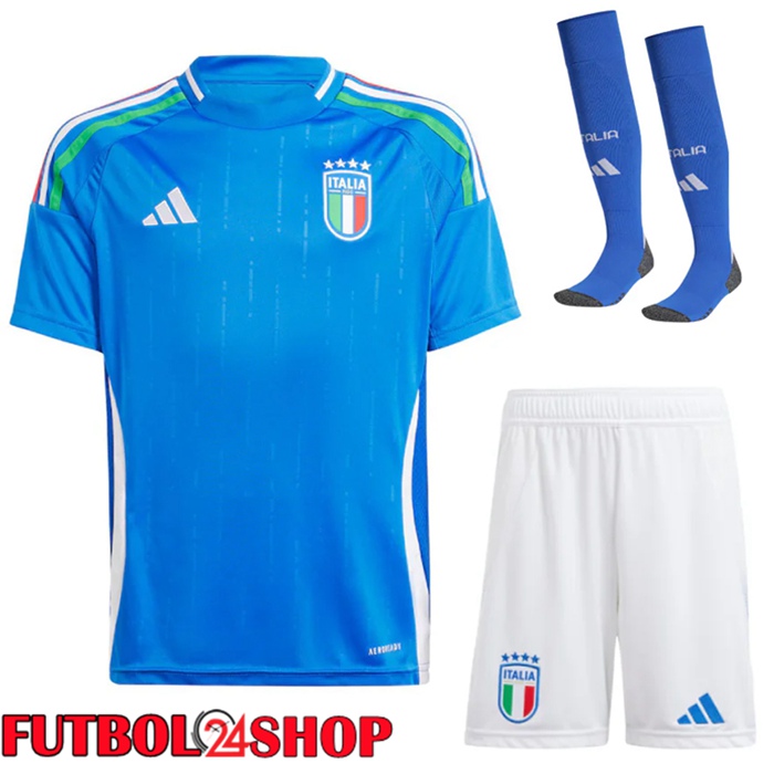 Camiseta Nacional Italia Primera (Cortos + Calcetines) UEFA Euro 2024