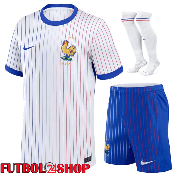 Camiseta Nacional Francia Segunda (Cortos + Calcetines) UEFA Euro 2024