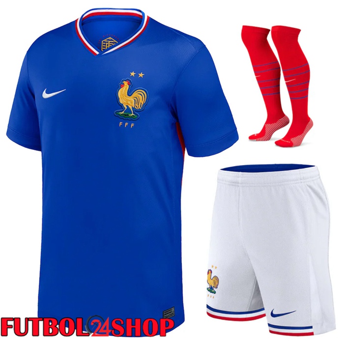 Camiseta Nacional Francia Primera (Cortos + Calcetines) UEFA Euro 2024