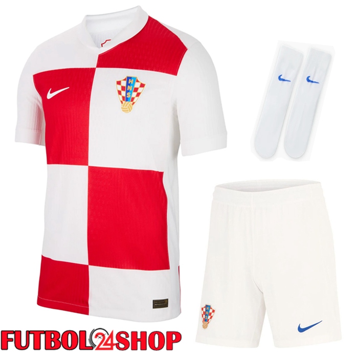 Camiseta Nacional Croacia Primera (Cortos + Calcetines) UEFA Euro 2024