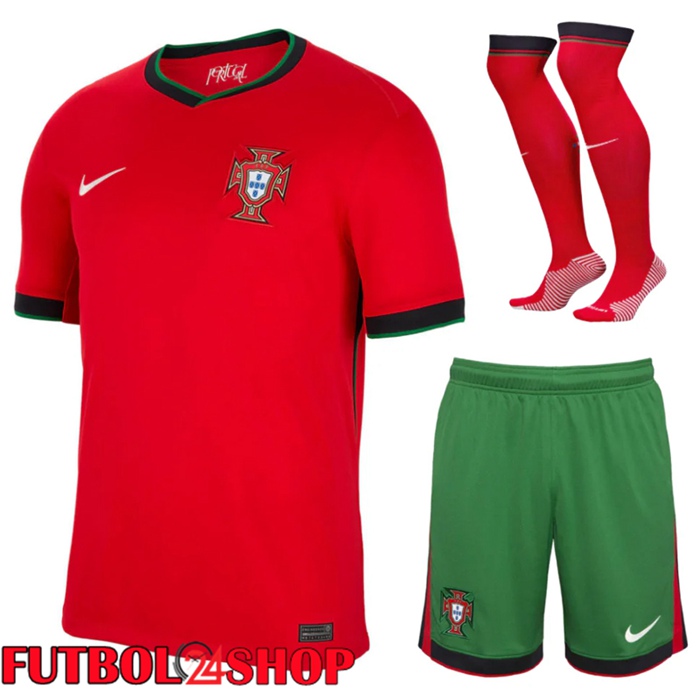 Camiseta Nacional Portugal Primera (Cortos + Calcetines) UEFA Euro 2024