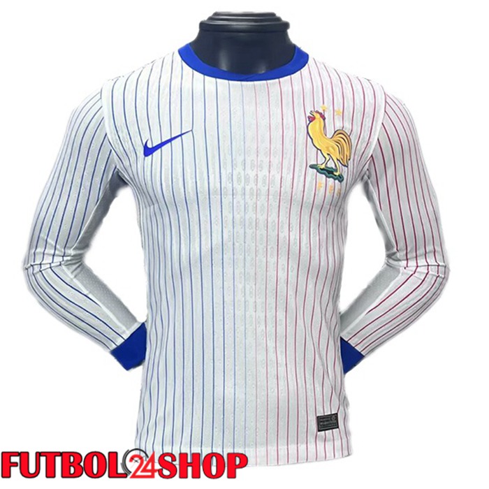 Camiseta Nacional Francia Segunda Manga Larga Blanco UEFA Euro 2024