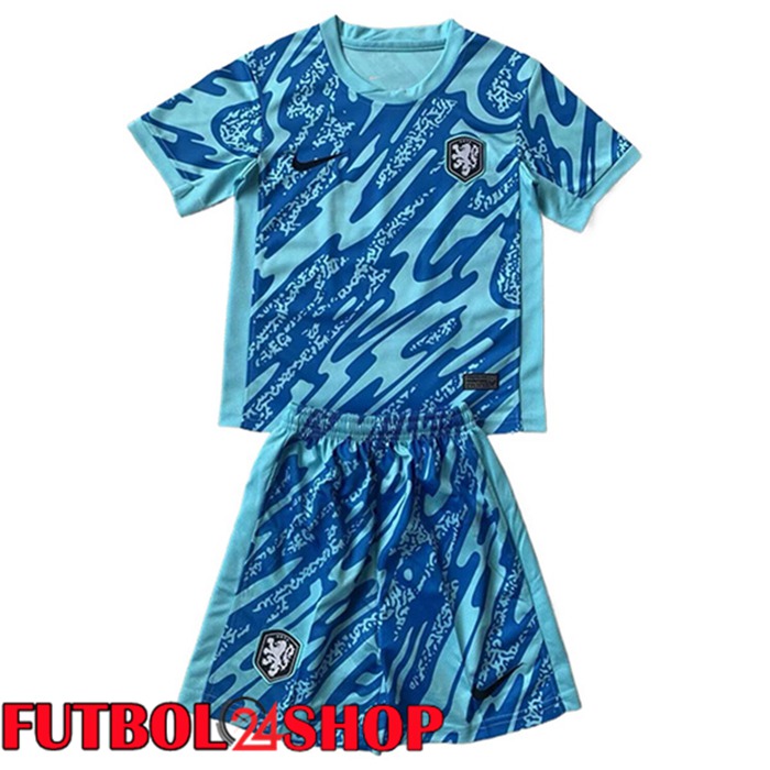 Camisetas De Futbol Países Bajos Ninos Portero Azul Claro 2024/2025