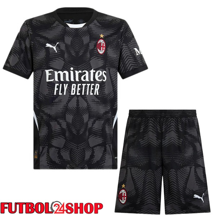 Camisetas De Futbol AC Milan Ninos Portero Negro 2024/2025