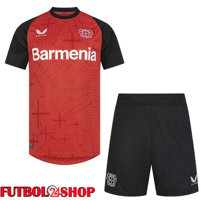 Camisetas De Futbol Bayer 04 Leverkusen Ninos Primera Negro Rojo 2024/2025