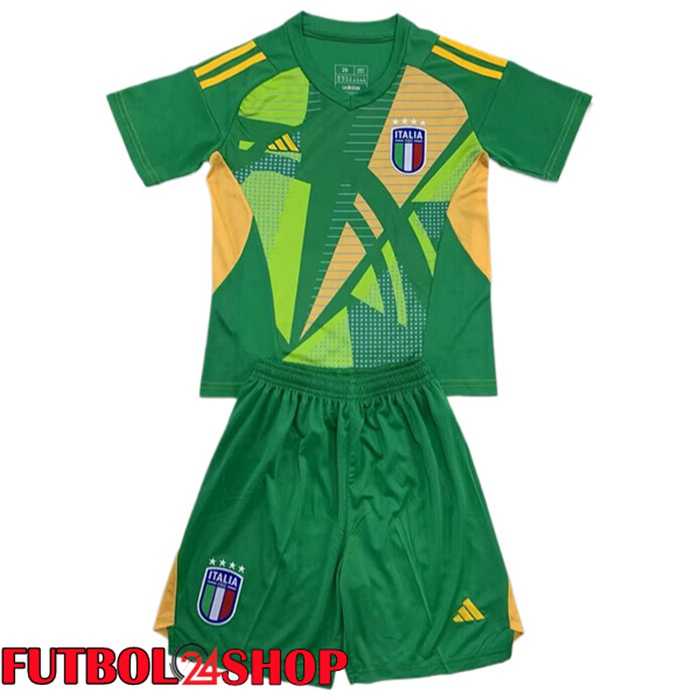 Camisetas De Futbol Italia Ninos Portero Verde 2024/2025