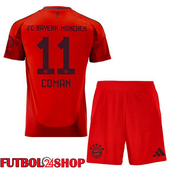 Camisetas De Futbol Bayern Munich (Coman 11) Ninos Primera Rojo 2024/2025