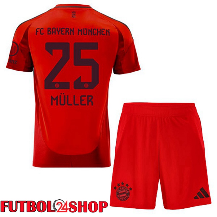 Camisetas De Futbol Bayern Munich (Müller 25) Ninos Primera Rojo 2024/2025