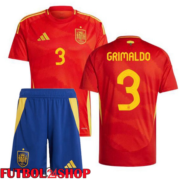 Camiseta Nacional España (GRIMALDO 3) Ninos Primera Rojo 2024/2025