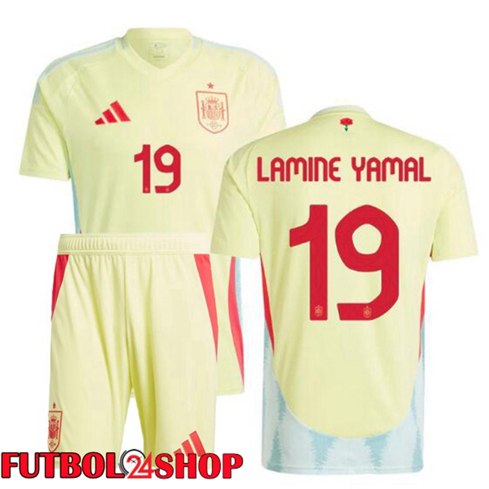 Camiseta Nacional España (LAMINE YAMAL 19) Ninos Segunda Amarillo 2024/2025