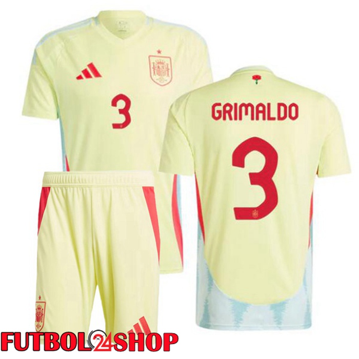 Camiseta Nacional España (GRIMALDO 3) Ninos Segunda Amarillo 2024/2025