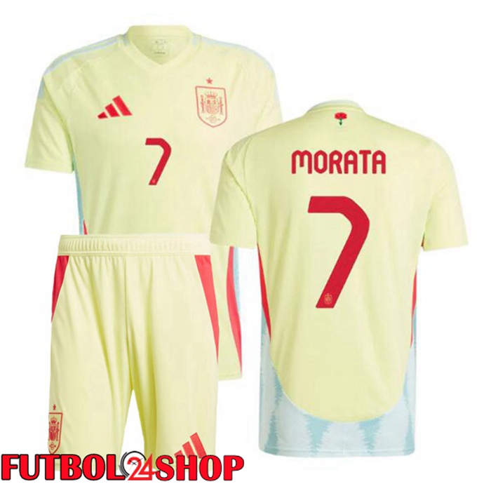 Camiseta Nacional España (MORATA 7) Ninos Segunda Amarillo 2024/2025