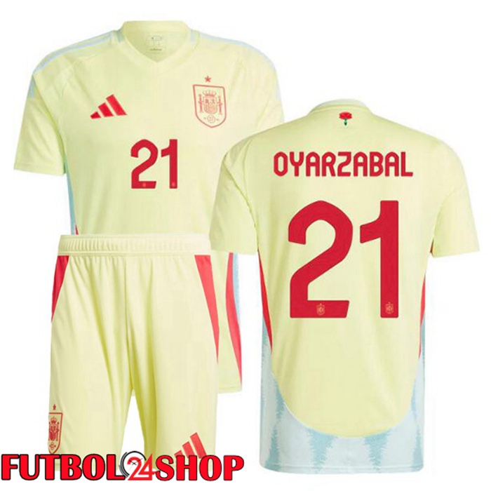 Camiseta Nacional España (OYARZABAL 21) Ninos Segunda Amarillo 2024/2025