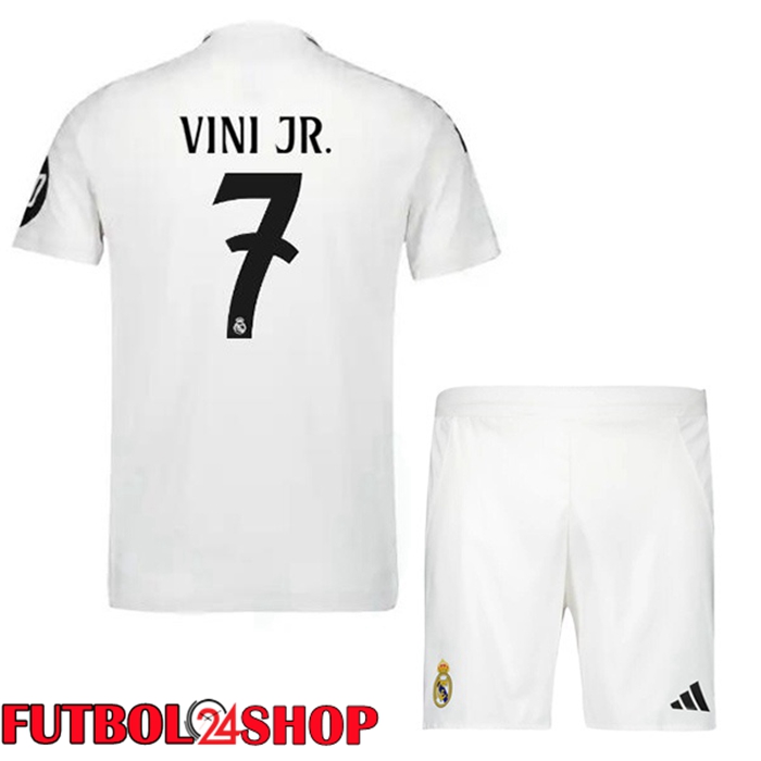 Camisetas De Futbol Real Madrid (Vini Jr. 7) Ninos Primera Blanco 2024/2025