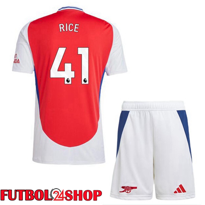 Camisetas De Futbol Arsenal (RICE 41) Ninos Primera Rojo Blanco 2024/2025