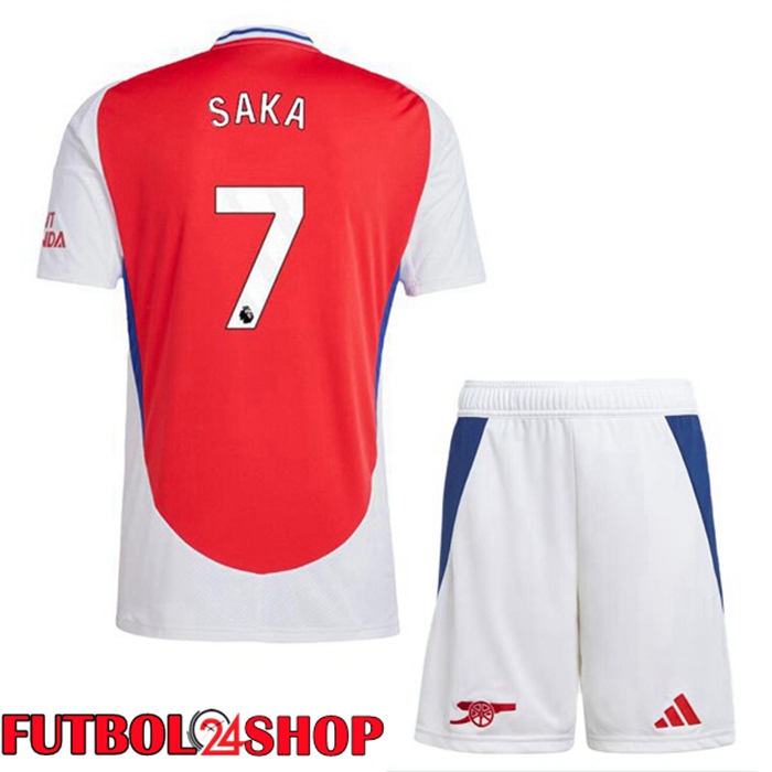 Camisetas De Futbol Arsenal (SAKA 7) Ninos Primera Rojo Blanco 2024/2025