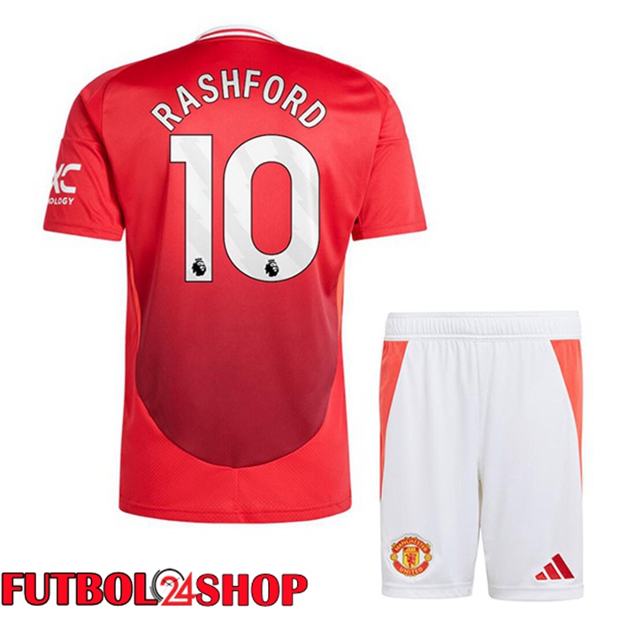 Camisetas De Futbol Manchester United (Rashford 10) Ninos Primera Rojo 2024/2025