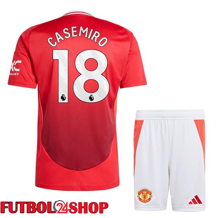Camisetas De Futbol Manchester United (Casemiro 18) Ninos Primera Rojo 2024/2025