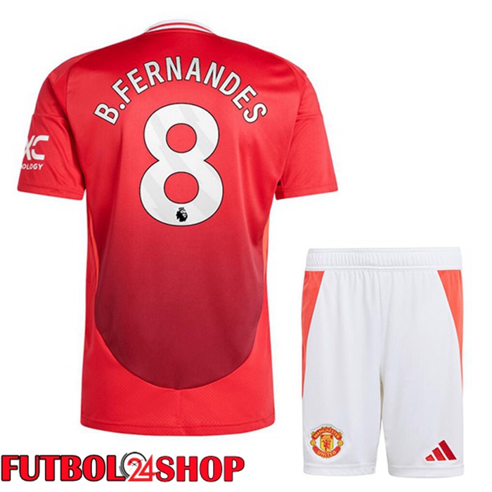 Camisetas De Futbol Manchester United (B.Fernandes 8) Ninos Primera Rojo 2024/2025