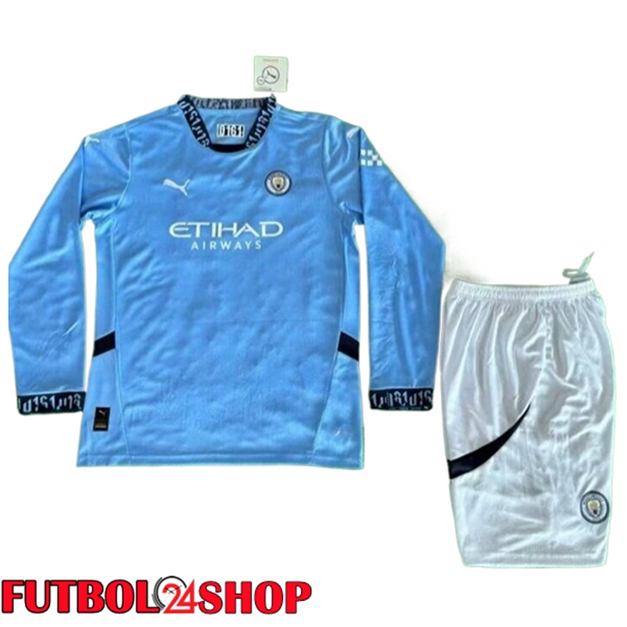Camisetas De Futbol Manchester City Ninos Primera Manga Larga 2024/2025