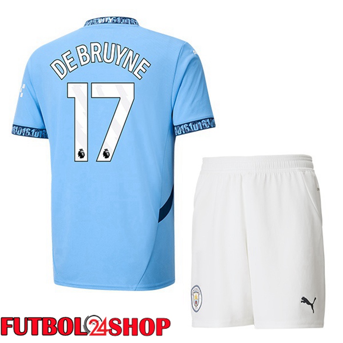 Camisetas De Futbol Manchester City (Kevin De Bruyne 17) Ninos Primera Azul 2024/2025