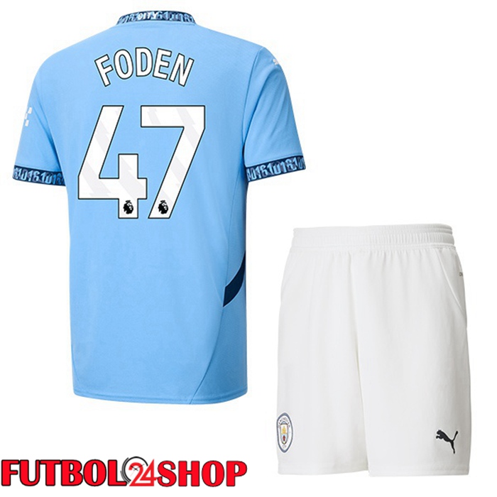 Camisetas De Futbol Manchester City (Phil Foden 47) Ninos Primera Azul 2024/2025