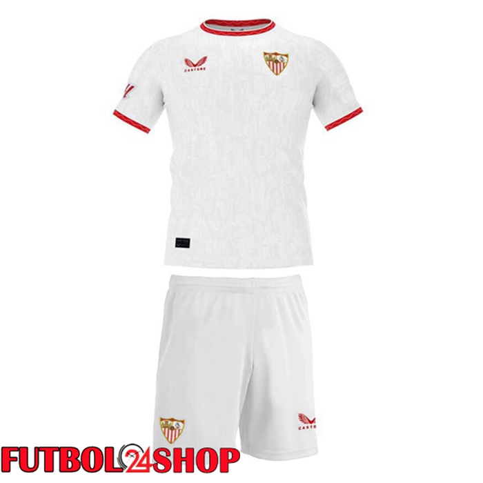 Camisetas De Futbol Sevilla FC Ninos Primera Blanco 2024/2025