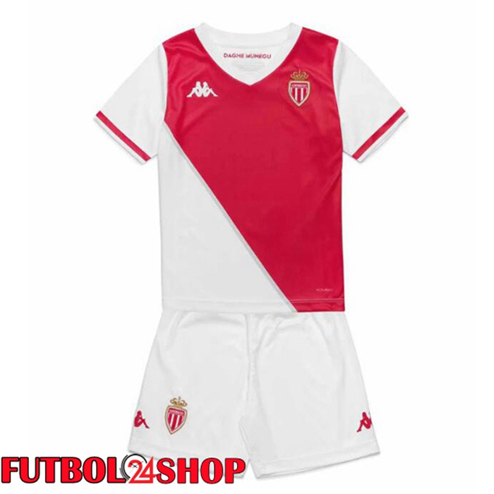 Camisetas De Futbol AS Monaco Ninos Primera Blanco Rojo 2024/2025