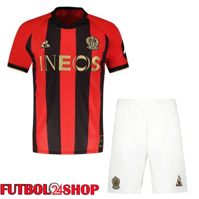 Camisetas De Futbol OGC Nice Ninos Primera Rojo Negro 2024/2025