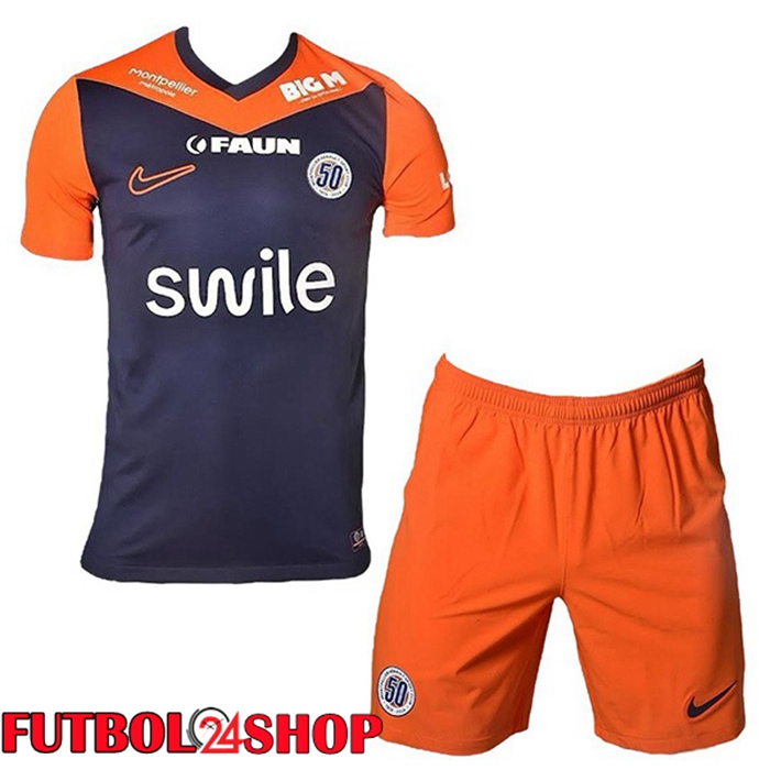 Camisetas De Futbol Montpellier HSC Ninos Primera Azul Naranja 2024/2025
