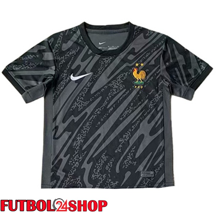 Camiseta Nacional Francia Portero Negro UEFA Euro 2024